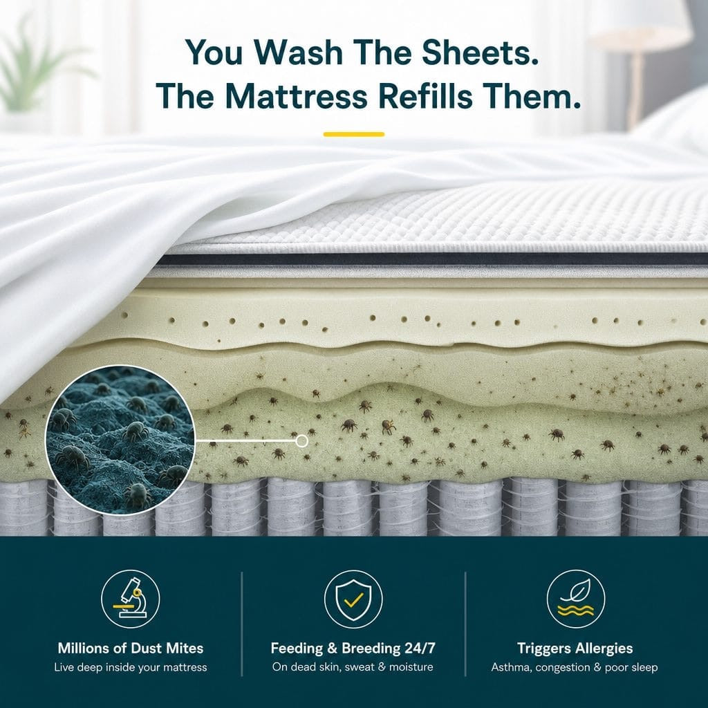 Washer beside mattress cross-section