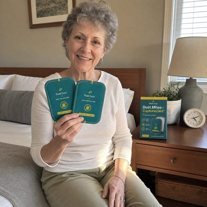 Customer holding two CaptureCards in the guest room